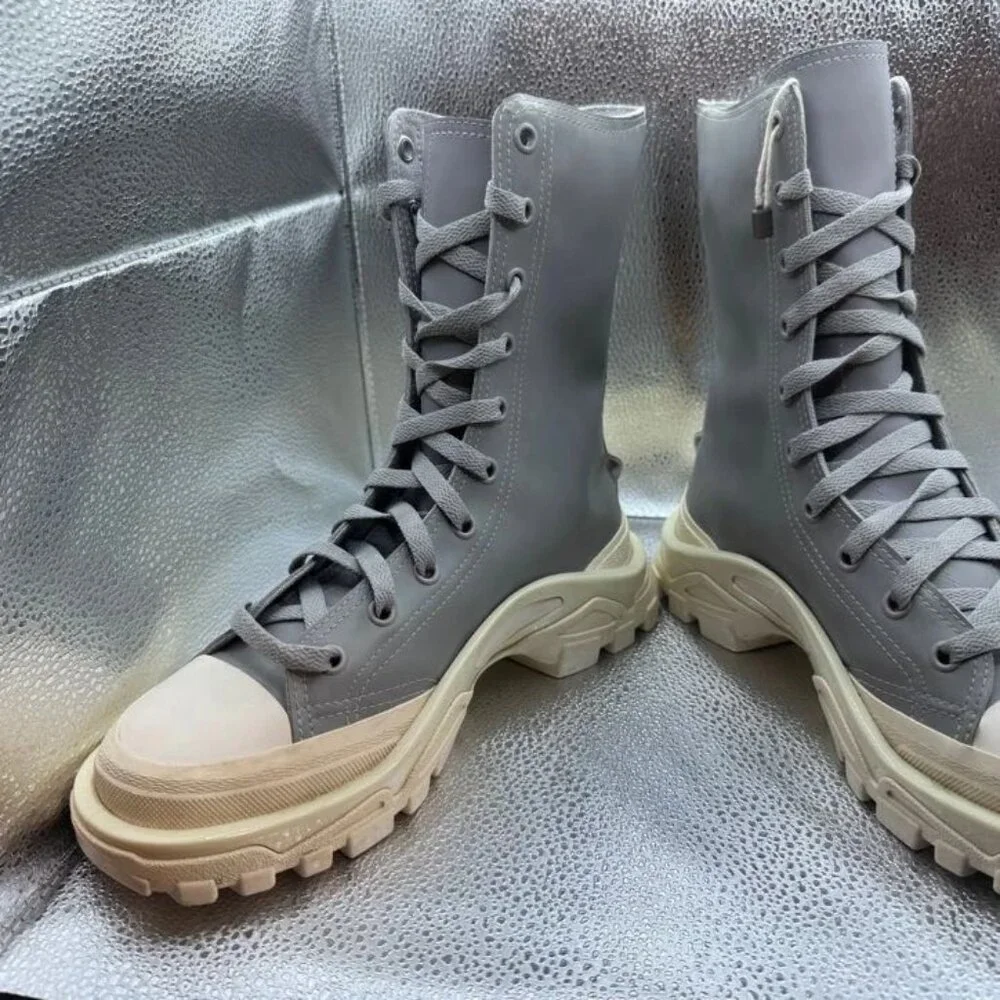 Size 6‎ Adidas Raf Simons Detroit High Top Portrait Womens Gray Lace-Up Boots
